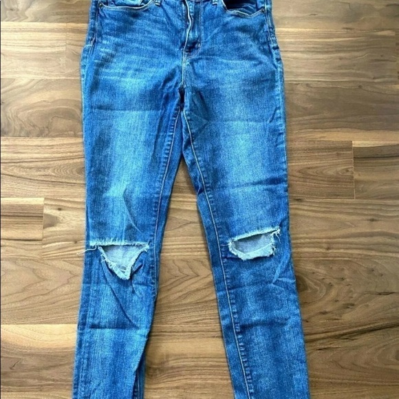 Womens BDG Jeans Sz 27 Twig Ankle High Rise Stretch Denim Pants Blue Distressed - Picture 5 of 5